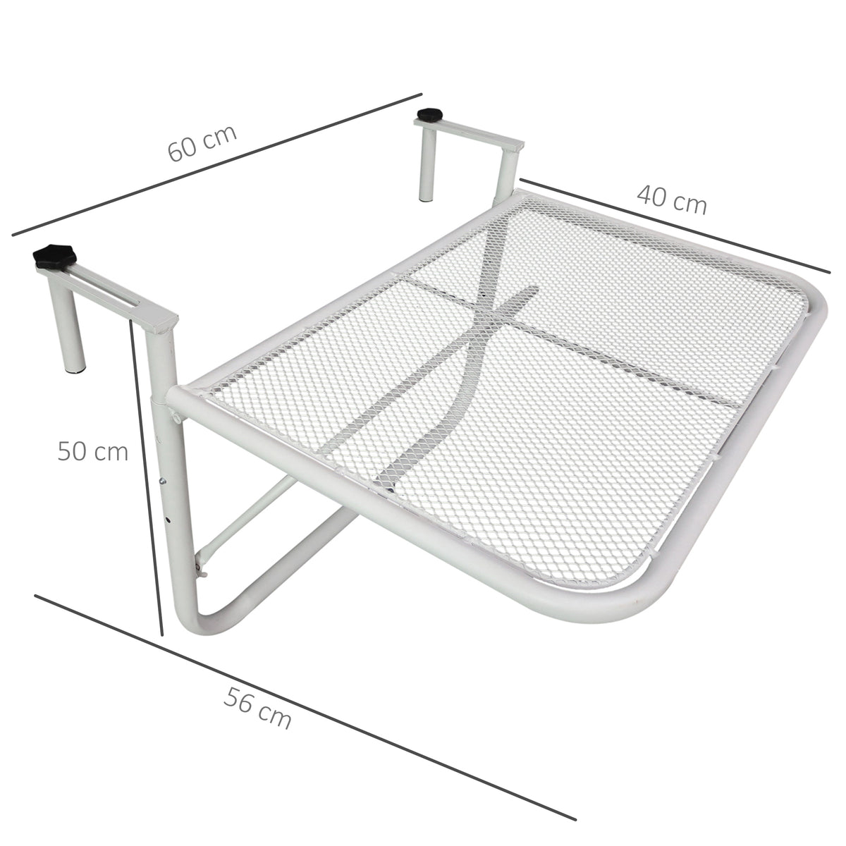 Mesa Colgante Balcón Outsunny Metal Blanco 60x56.5x45 Cm_2