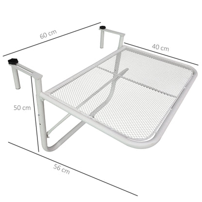 Mesa Colgante Balcón Outsunny Metal Blanco 60x56.5x45 Cm_2