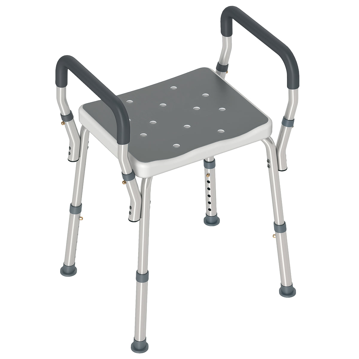 Taburete De Ducha Homcom Aluminio Gris Y Blanco 52x45x69 Cm_0