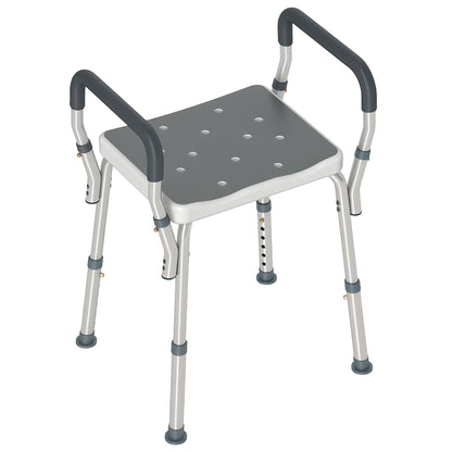 Taburete De Ducha Homcom Aluminio Gris Y Blanco 52x45x69 Cm_0