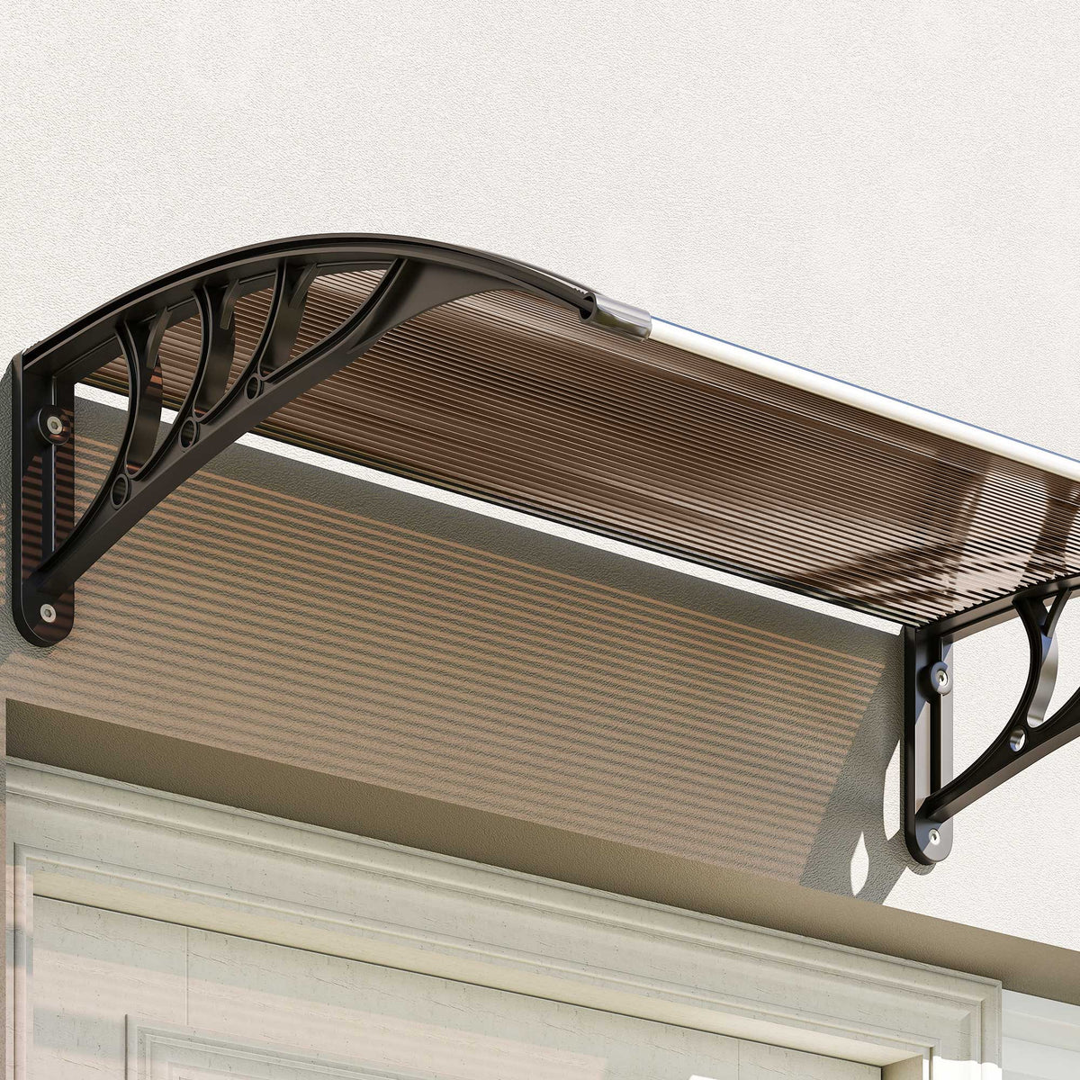 Tejadillo De Protección Outsunny Aleación De Aluminio, Pp Marrón 75x100x23 Cm_3