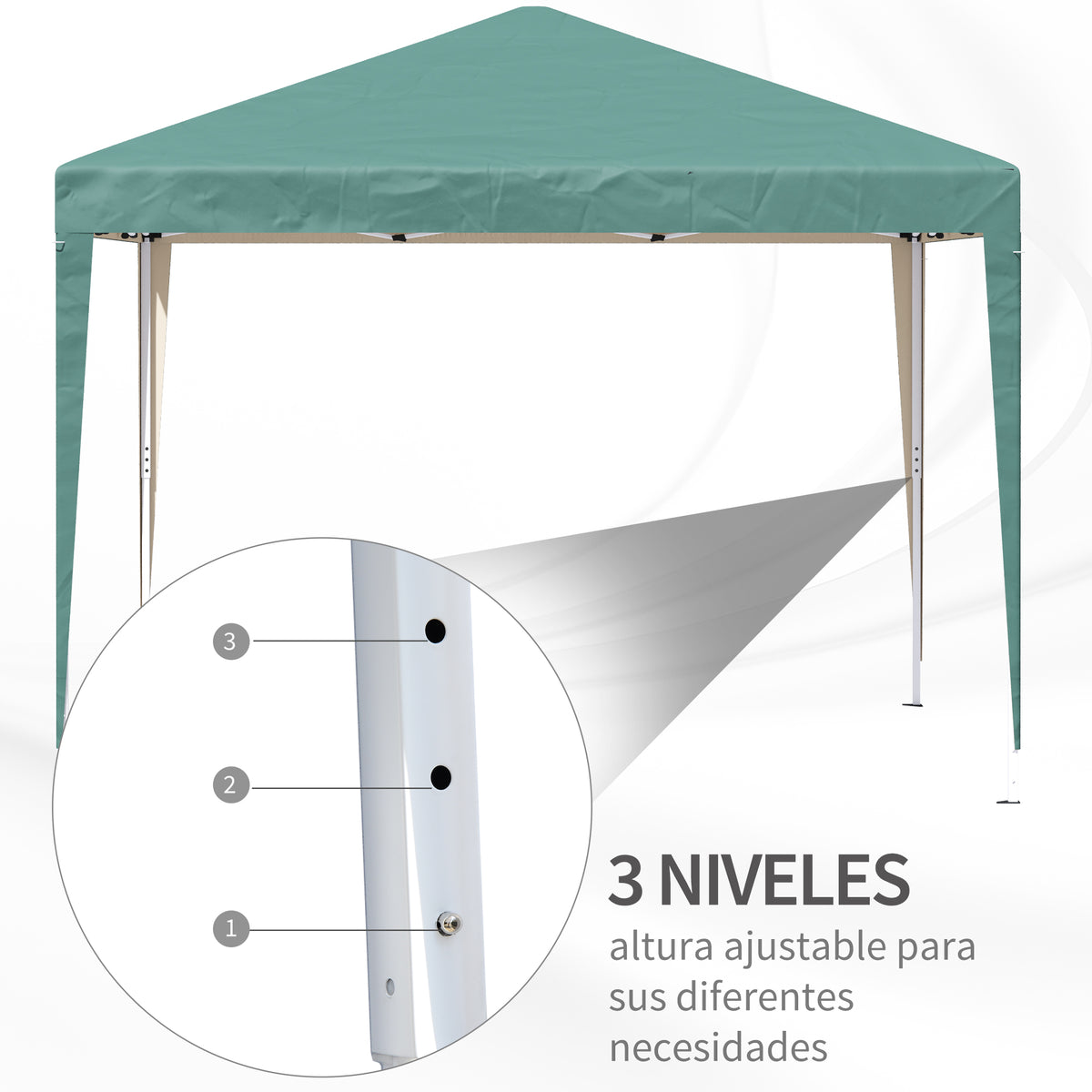 Carpa Plegable Outsunny Acero, Tela Oxford Verde 295x295x255 Cm_5