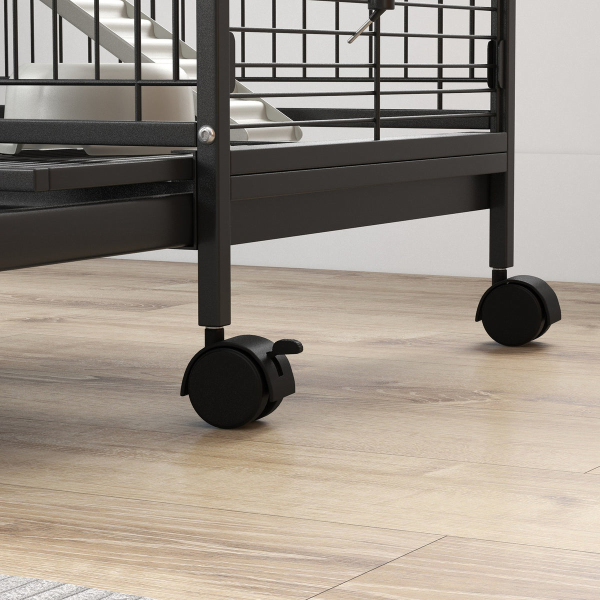 Jaula Para Roedores Con Ruedas Bandeja Pawhut 64x43,5x93 Cm Negro_3