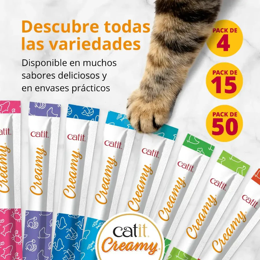 Snack líquido para gatos sabor pollo y cordero Creamy 15 x 10 g Catit
