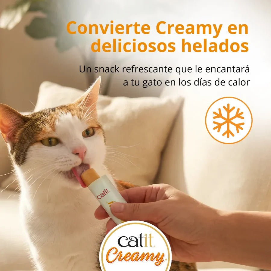 Snack líquido para gatos sabor salmón y gambas Creamy 4 x 10 g Catit