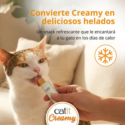 Snack líquido para gatos sabor salmón y gambas Creamy 4 x 10 g Catit