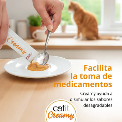 Snack líquido para gatos sabor salmón y gambas Creamy 4 x 10 g Catit