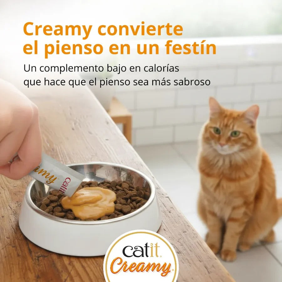 Snack líquido para gatos sabor salmón y gambas Creamy 4 x 10 g Catit