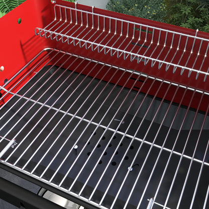 Barbacoa De Carbón Outsunny Metal, Madera De Pino Rojo 103x47x95 Cm_4