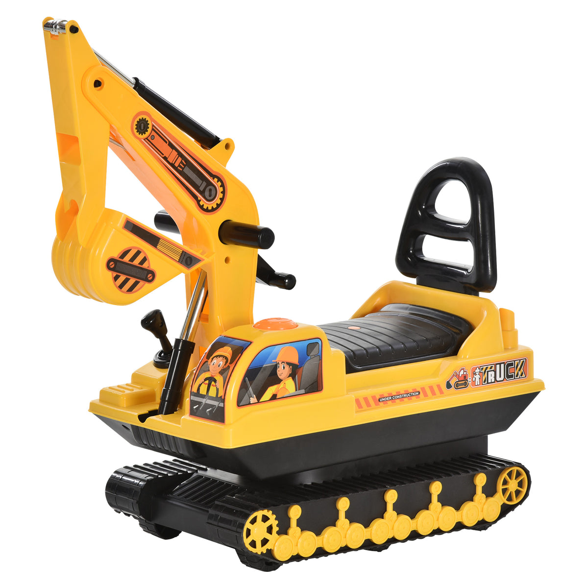 Tractor Infantil Homcom Pp, Abs Amarillo 78x24x58.5 Cm_0