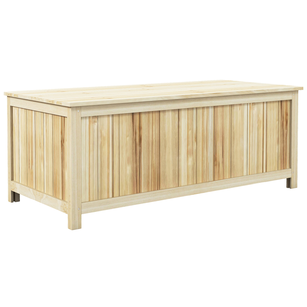 Baúl De Almacenaje Outsunny Madera De Abeto Madera Natural 120x55x45 Cm_0