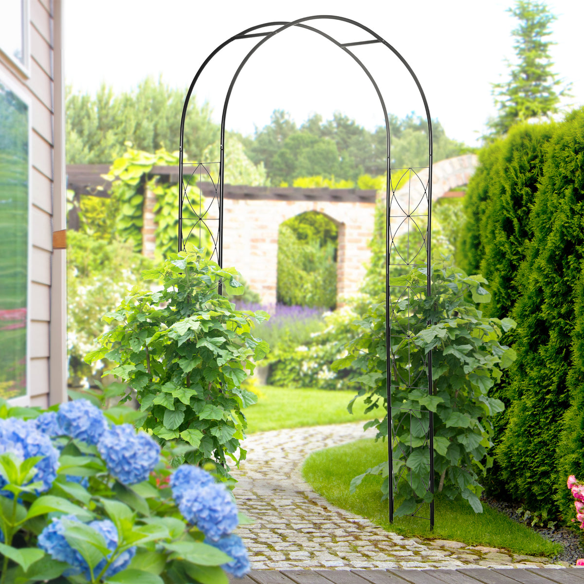 Arco De Jardín Outsunny Metal Negro 114x30x30 Cm_1