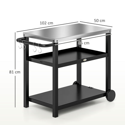 Carrito De Parrilla Outsunny Metal, Acero Inoxidable Gris Carbón 102x50x81 Cm_2