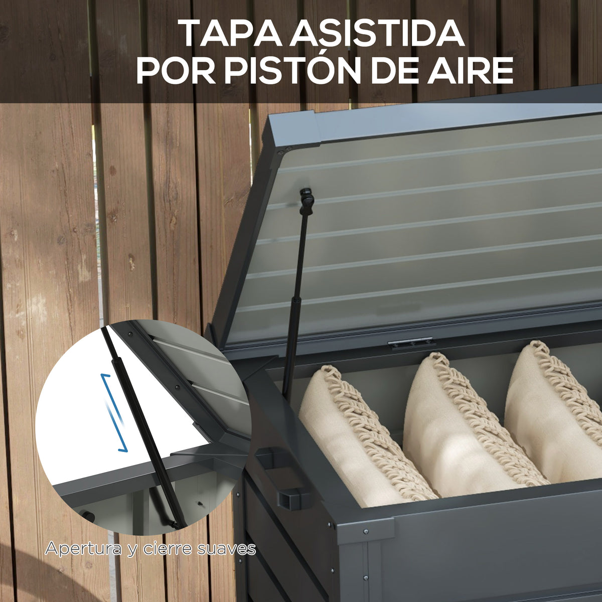 Baúl De Exterior Outsunny Acero Galvanizado Gris Oscuro 120x62x66 Cm_5