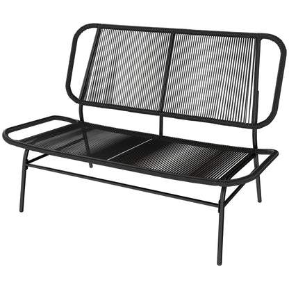Banco De Ratán Outsunny Ratán Pe, Acero Negro 117x67x80 Cm_4