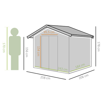 Cobertizo Jardín Con Puertas Correderas Outsunny 258x206x178 Cm Verde_2