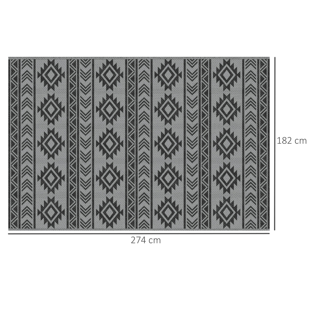 Alfombra De Exterior Outsunny Polipropileno Negro Y Gris Claro 182x274x0.3 Cm_2
