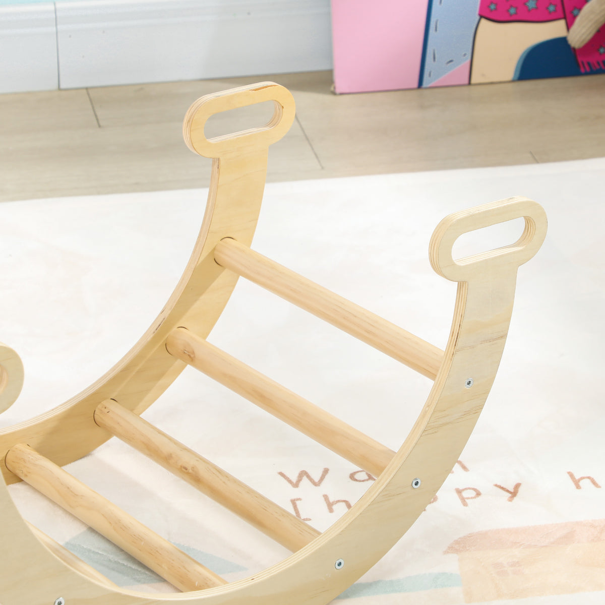 Escalador Para Niños Aiyaplay Tablero Multicapa De Pino Madera Natural 68x42x36 Cm_3