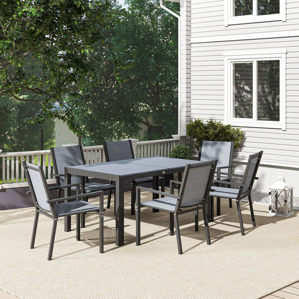 Conjunto De Jardín Outsunny Acero, Textilene Gris Claro 150x90x73 Cm_3