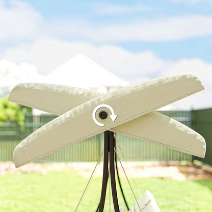 Columpio De Jardín Outsunny Acero, Poliéster Beige 202x115x168 Cm_4