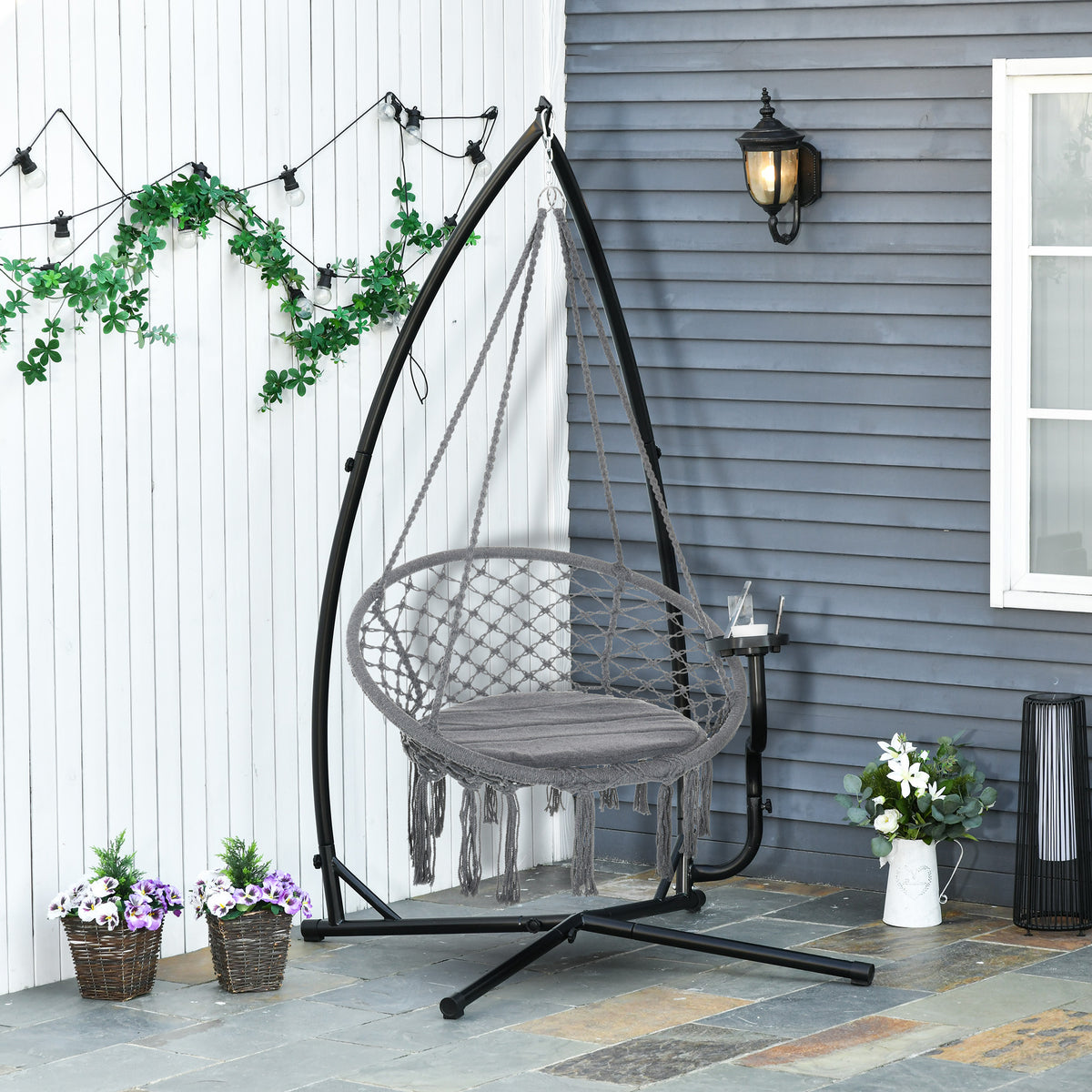 Soporte Para Silla Colgante Outsunny Negro 109x109x210 Cm_1