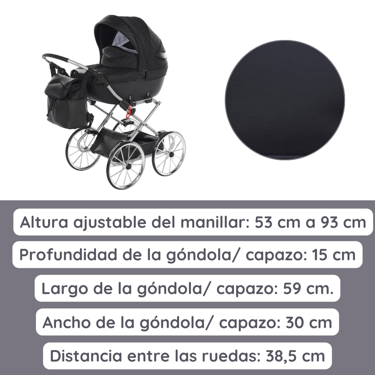 Carro De Muñecas Dolce Classic_black-silver_4