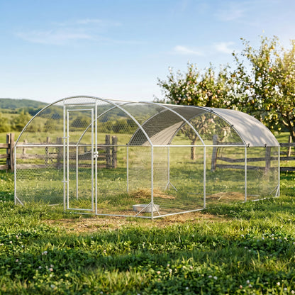 Gallinero Exterior Para 12-18 Gallinas Pawhut 5,7x2,8x1,97m Plata_1