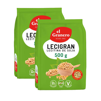 Pack 2x Lecigran Lecitina de Soja IP no GMO El Granero 500 g
