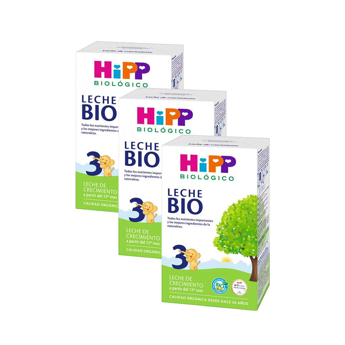 Pack 3x Leche 3 Crecimiento Biológica (12 Meses) Ecológica HiPP, 500 g