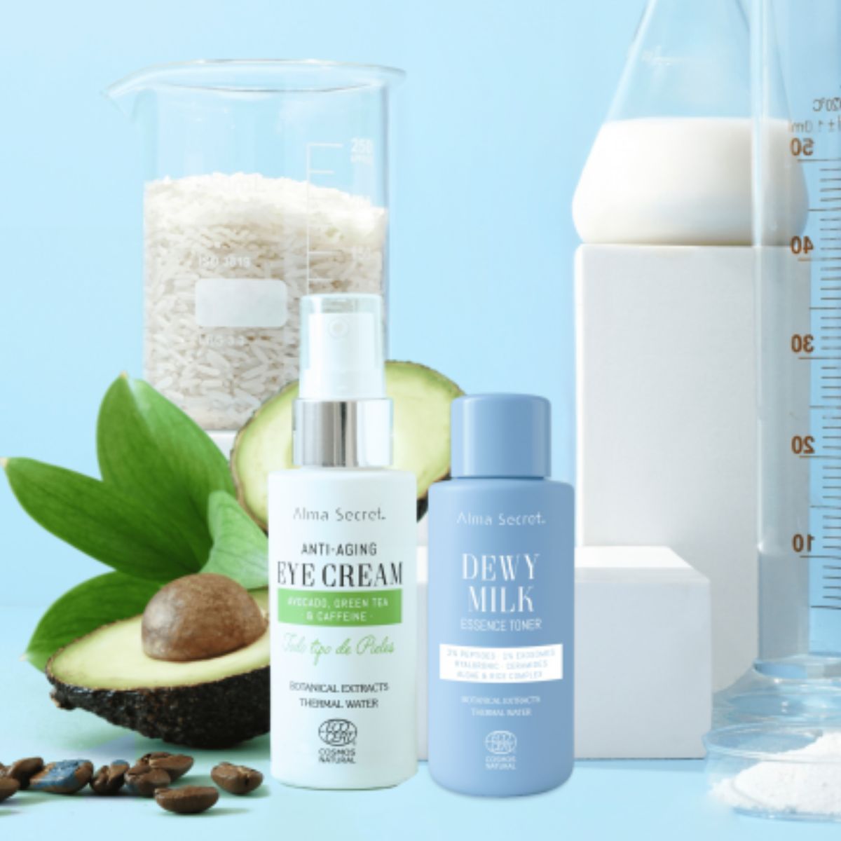 Cofre Contorno ojos aguacate 30 ml + Mini tónico dewy milk 50 ml