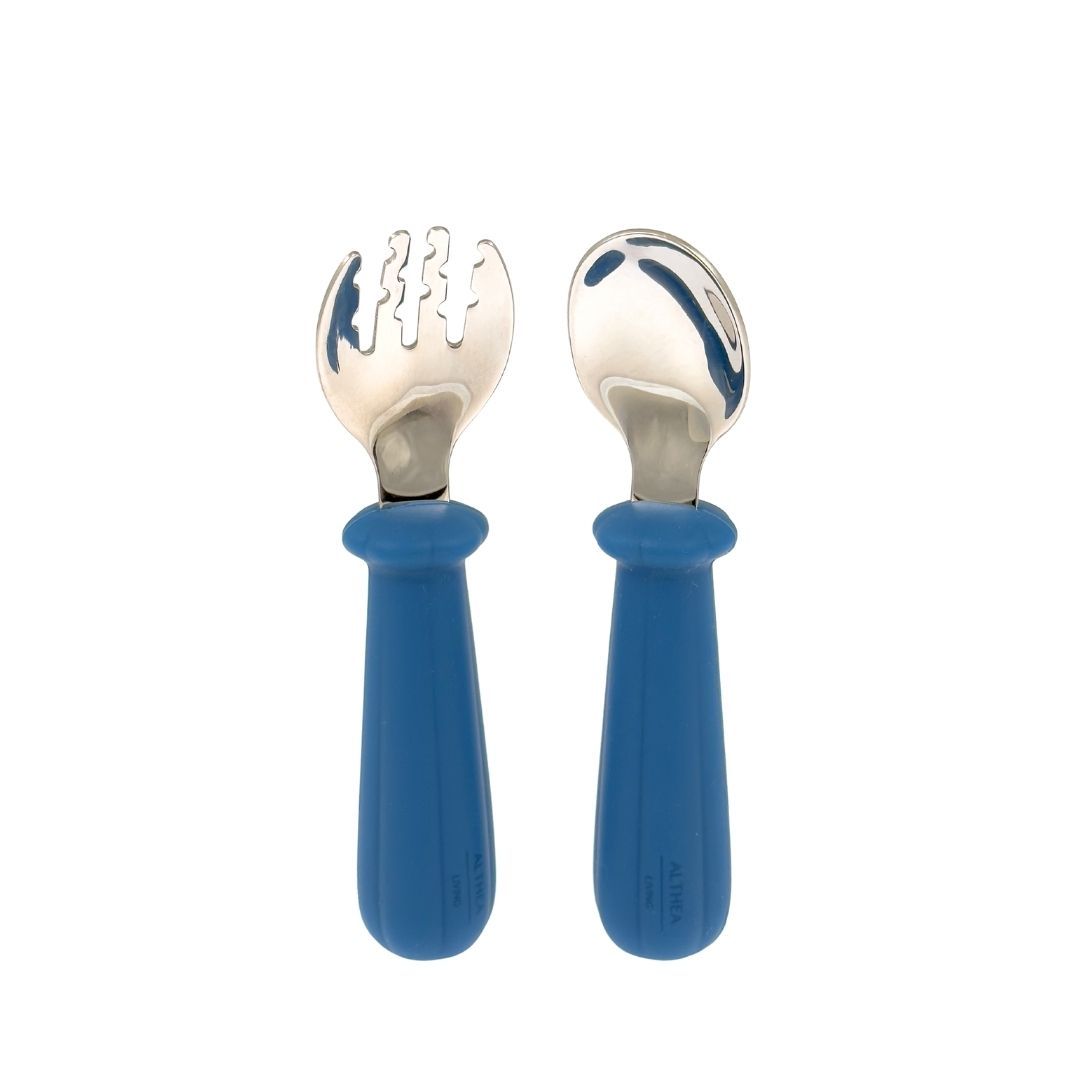 Juego De Tenedor Y Cuchara - Azul Marino._0