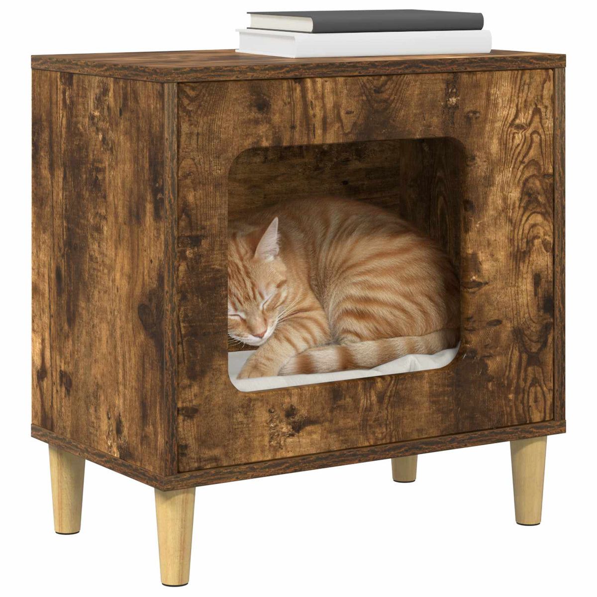 Casa Para Gatos Roble Ahumado 51 X 30 X 52 Cm_2