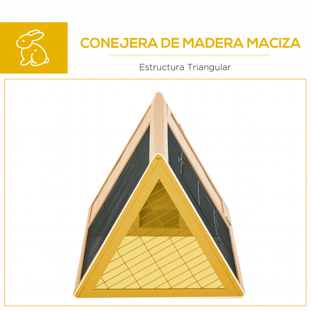 Jaula Para Conejos Pawhut Madera De Abeto, Metal Madera Natural 116x62.2x52.5 Cm_5