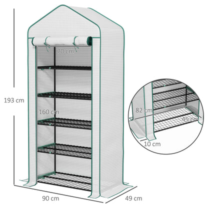 Invernadero De Jardín Outsunny Pe, Acero Blanco 90x49x193cm 845-937v00wt_2