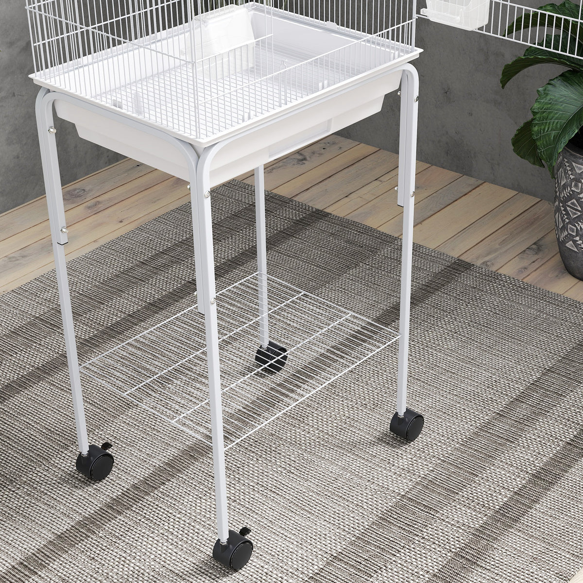 Jaula Para Pájaros Pawhut Acero, Madera Blanco 46.5x36x124 Cm_4