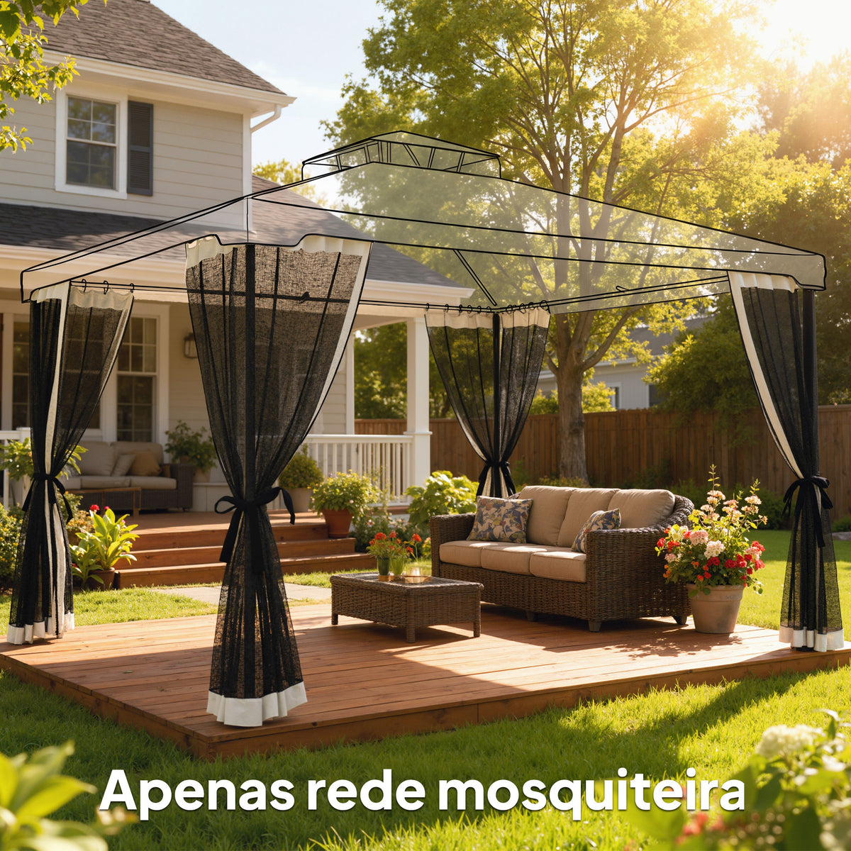 4 Paneles Laterales De Mosquitera Para Carpa Outsunny Negro 335x207cm_1