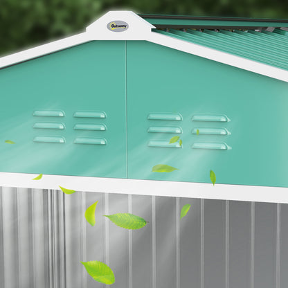 Caseta De Jardín Outsunny Acero Galvanizado Verde 277x195x192 Cm_4