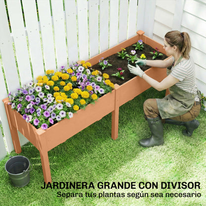 Huerto Urbano Elevado Outsunny Madera De Abeto Marrón 184x59x76.5 Cm_3