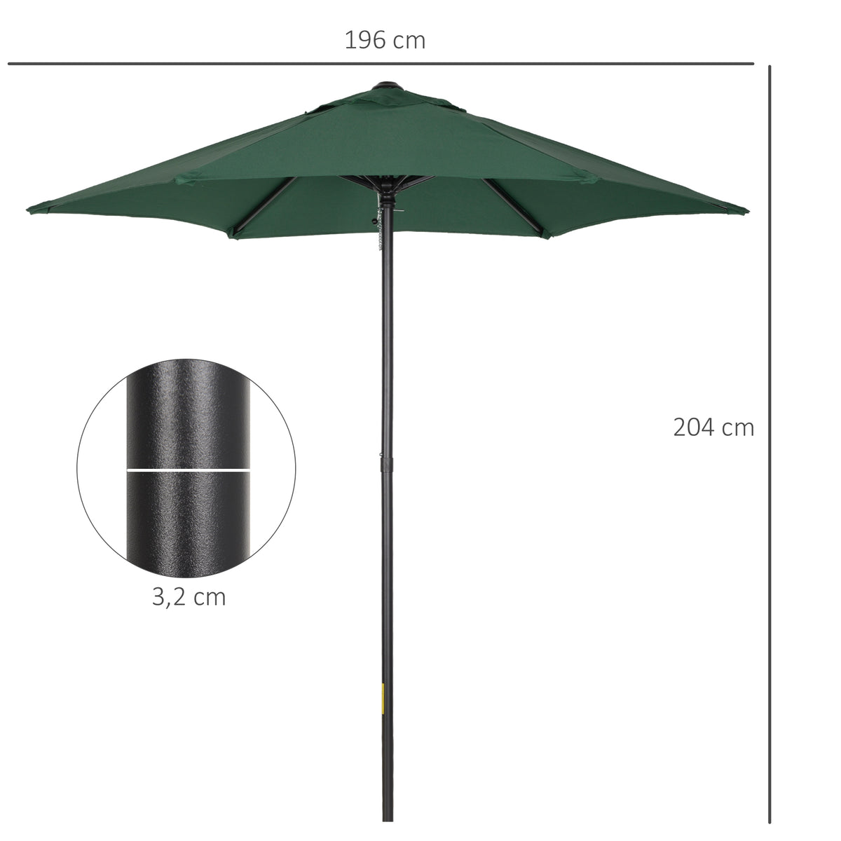 Sombrilla De Jardín Outsunny Aluminio, Poliéster Verde 196x196x204 Cm_2
