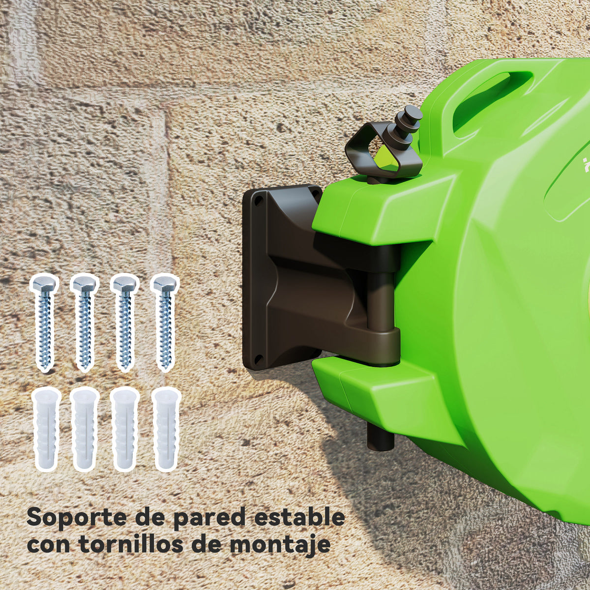 Carrete Para Manguera Outsunny Verde Con 15m De Manguera_5