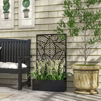 Jardinera Con Biombo Outsunny Metal Negro 61x23x113 Cm_1
