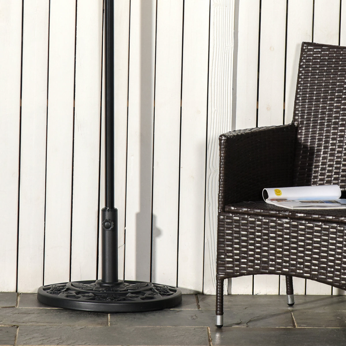 Base De Sombrilla Semicircular Peso 9 Kg Outsunny 50x32x32 Cm Negro_3