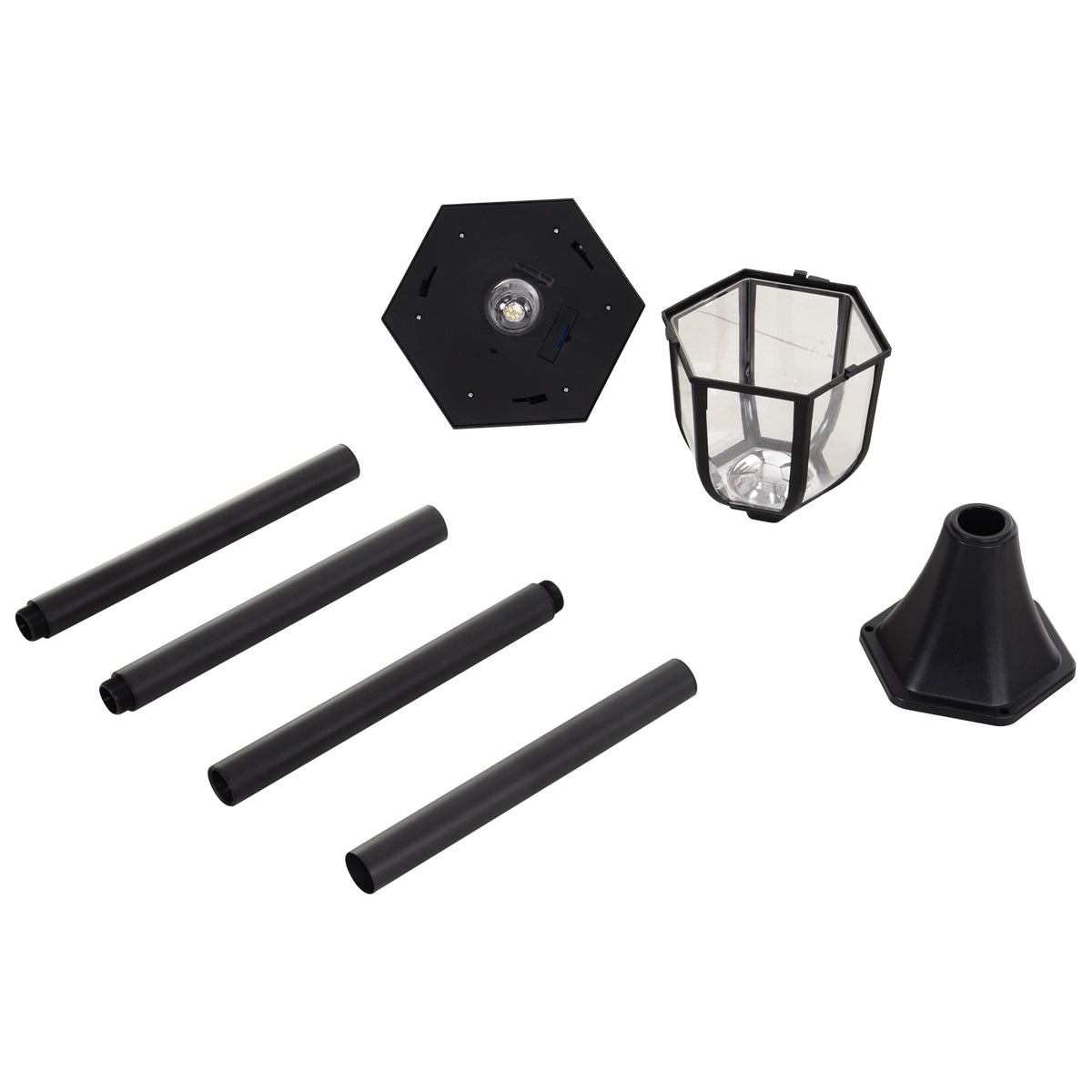 Farola Solar Exterior Outsunny Negro Ø26,5x177 Cm Plástico Abs_4