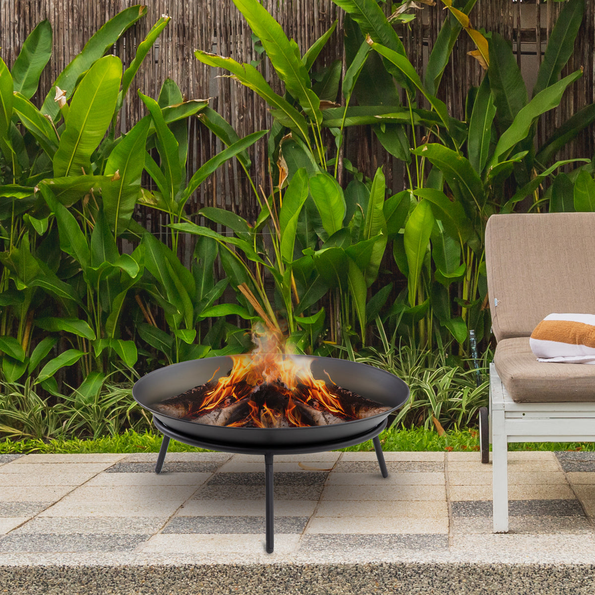 Brasero Exterior Para Jardín De Metal Outsunny 47x47x21 Cm Negro_1