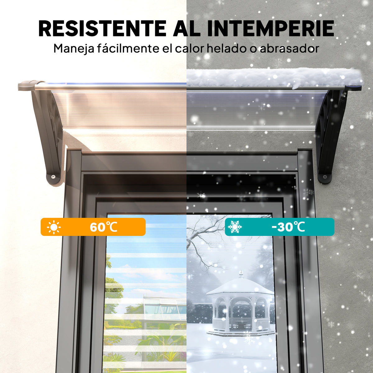 Tejadillo De Protección Outsunny Aleación De Aluminio, Pp Transparente 75x100x23 Cm_5