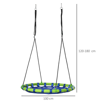Columpio Infantil Nido Con Altura Ajustable Outsunny Ø100x180 Cm Azul_2