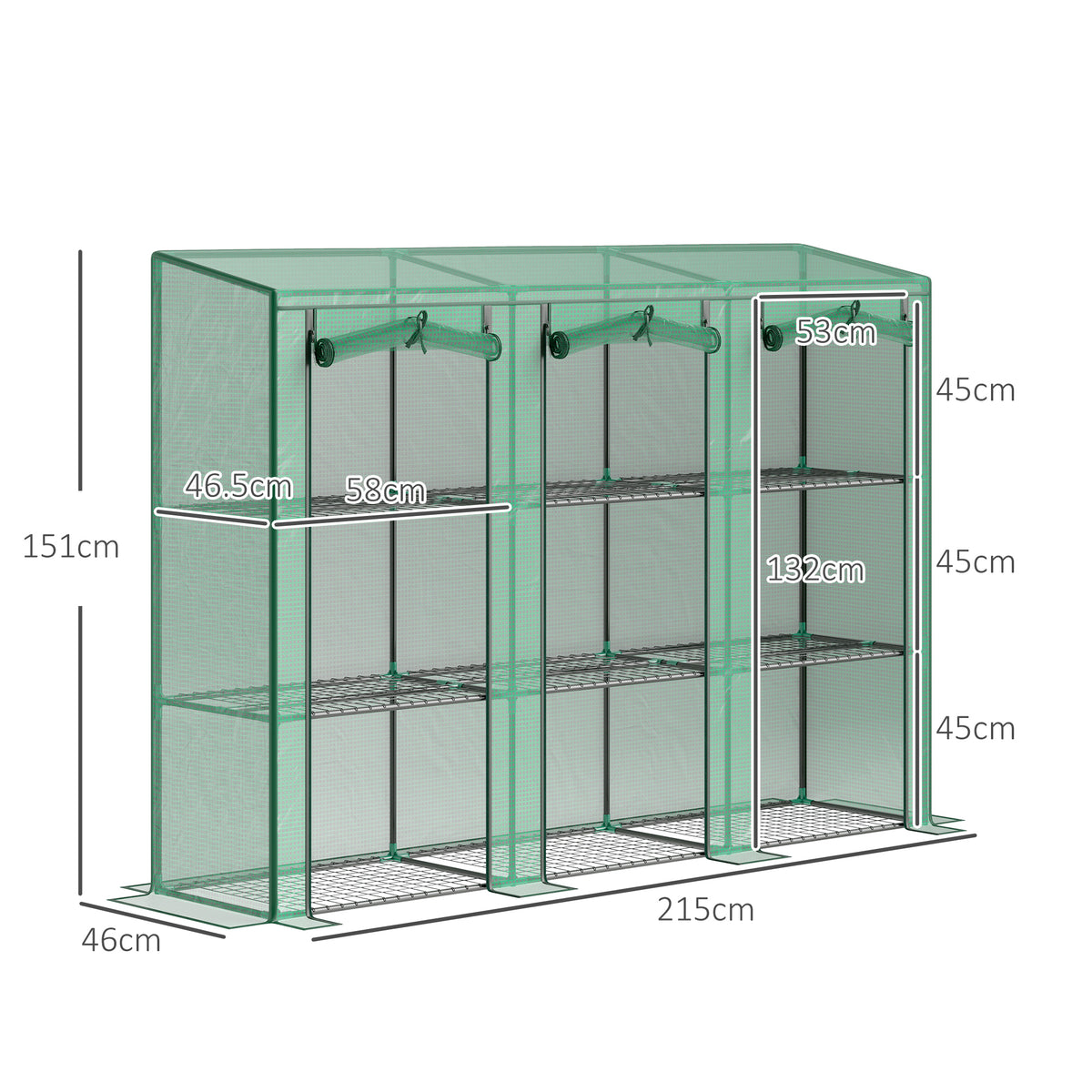 Invernadero De Jardín Outsunny Pe, Acero Verde 215x46x151cm 84h-228v01gn_2