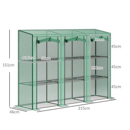 Invernadero De Jardín Outsunny Pe, Acero Verde 215x46x151cm 84h-228v01gn_2