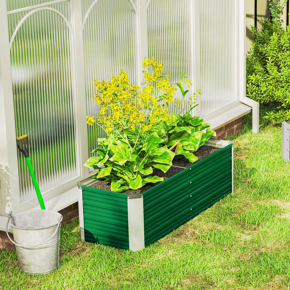 Arriate De Jardín Outsunny Acero Verde 125x47x40 Cm_4