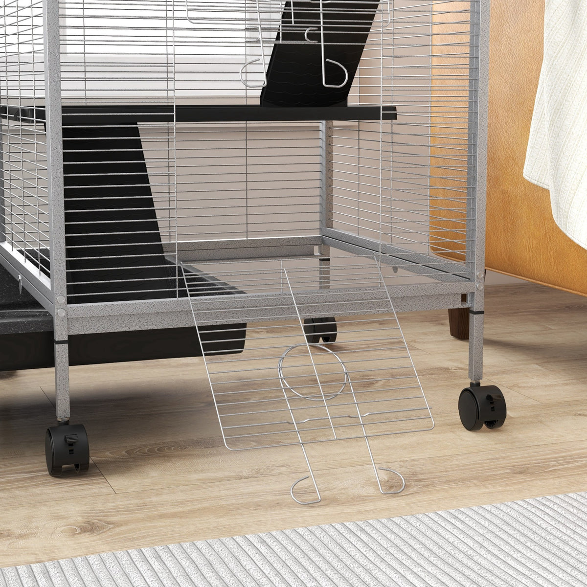 Jaula Para Animales Pawhut Acero, Pp Blanco 52x52x113.5 Cm_3